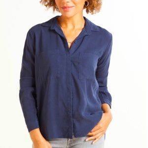 Anthropologie Cloth & Stone Navy Linen Button Up
